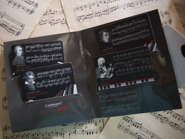 Komplet 4 podkładek korkowych Classical Music w tekturowej okładce