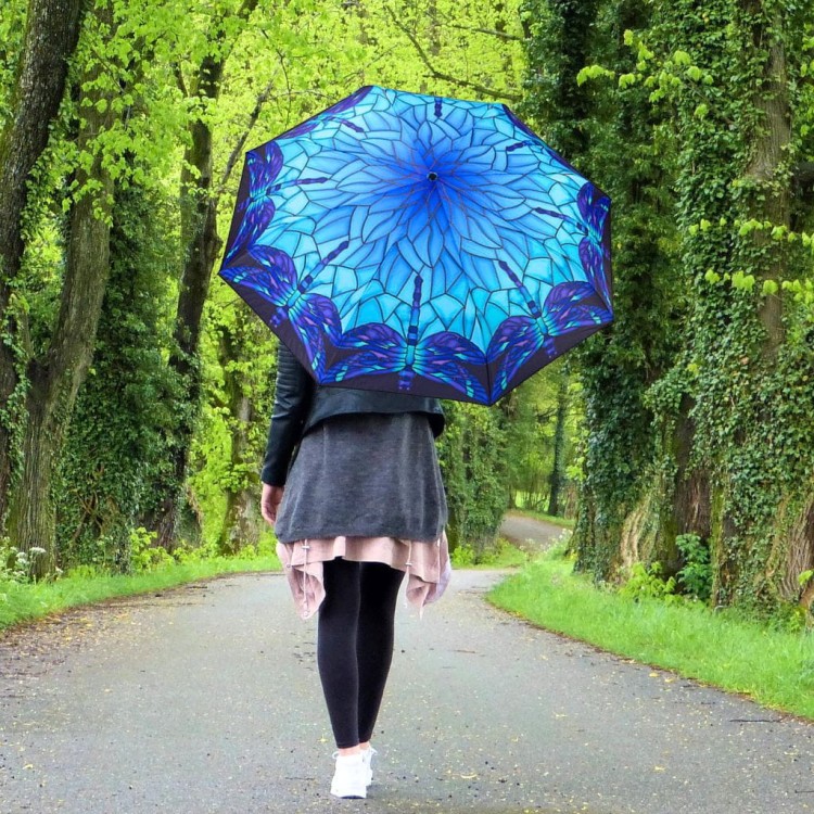 Parasolka składana Galleria Witraż ważki modelka z parasolką